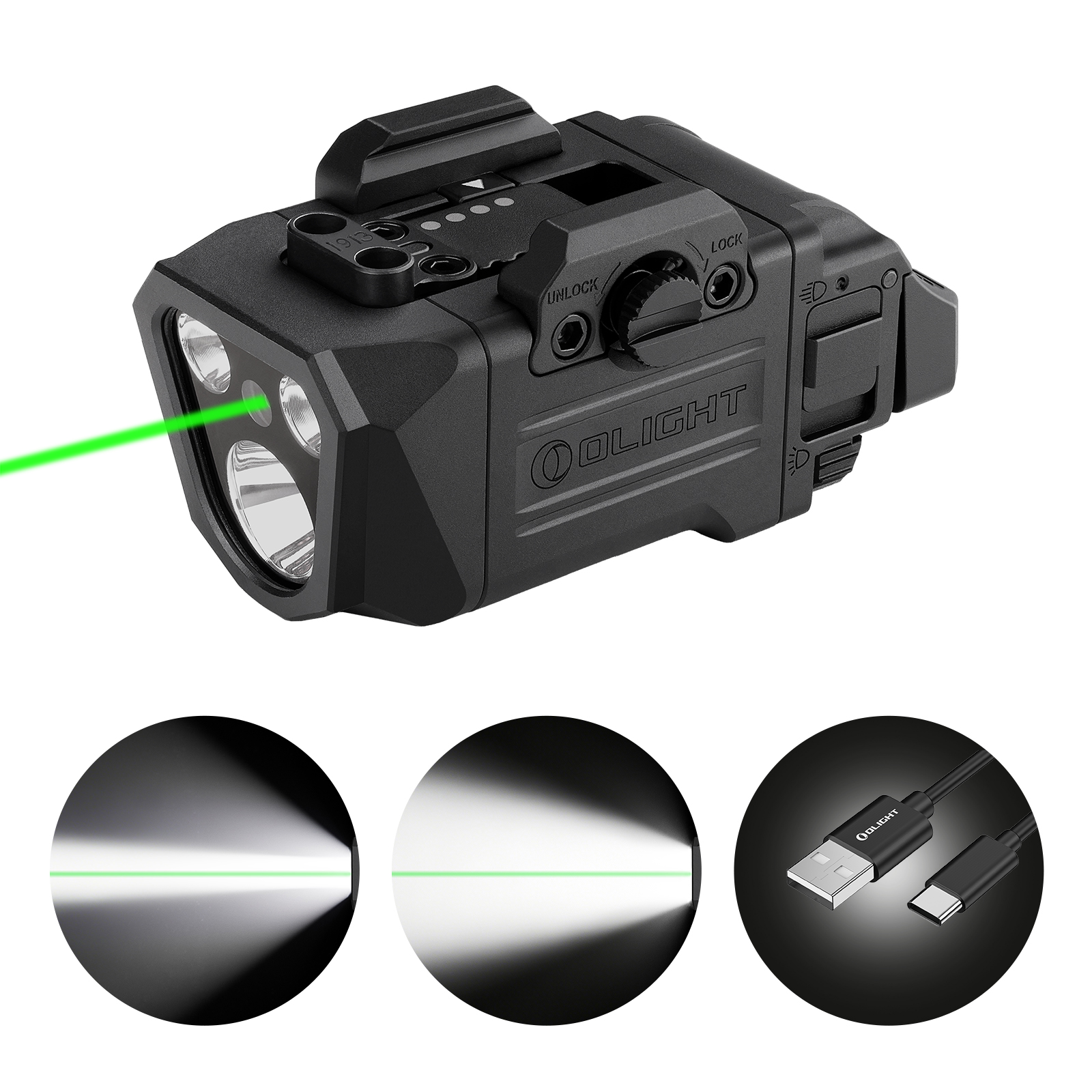 PL X GL 3-in-1 Rail-Mounted Light: Floodlight, Spotlight & Green