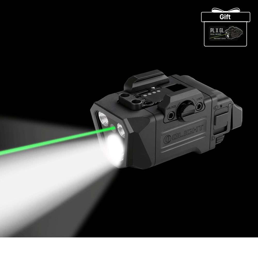 PL X GL 3-in-1 Rail-Mounted Light: Floodlight, Spotlight & Green Beam