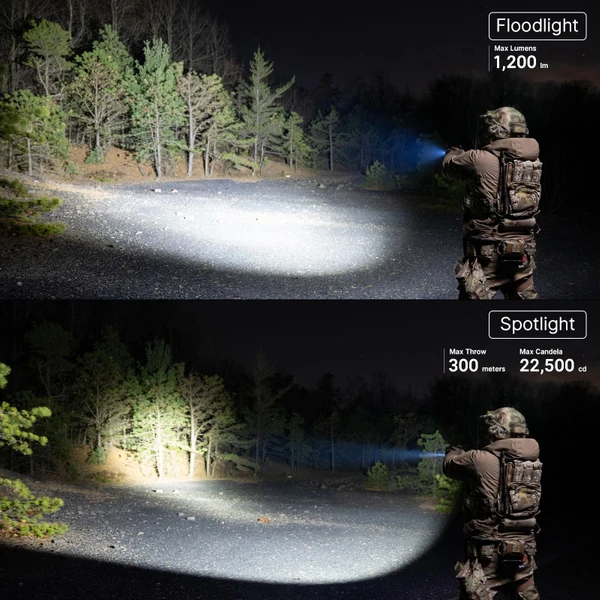 PL X Tactical Weapon Light 1200 Lumens Dual Beam Flood Spotlight