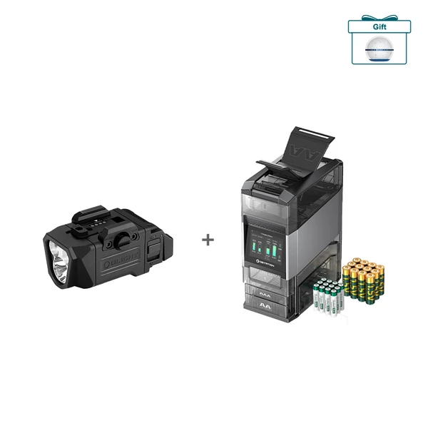 Olight Black PL X Weapon Light with Ostation Charger Bundle and Free Sphere C Gift for Tactical Power Management