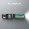 Olight flashlight instant on/off feature, magnetic connection, portable LED light, blue and orange flashlight design
