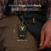 Olight Black Oclip EDC Clip Light Hanging on Waist Bag showing Compact Pocket Size Dimensions for Outdoor Gear Use
