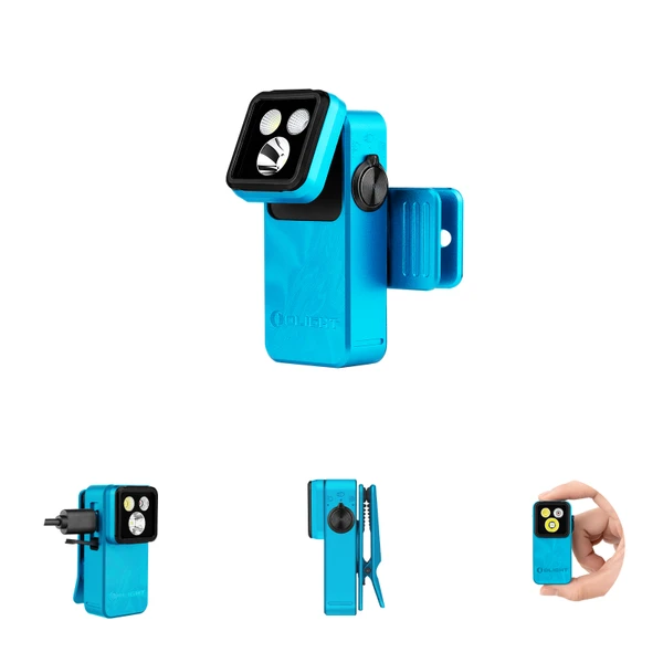 Blue Olight Oclip Rechargeable Clip-on EDC Light with Adjustable Head and USB-C Charging Port for Hands-Free Everyday Use