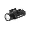 Olight black tactical weapon light with rail mount isolated on white background