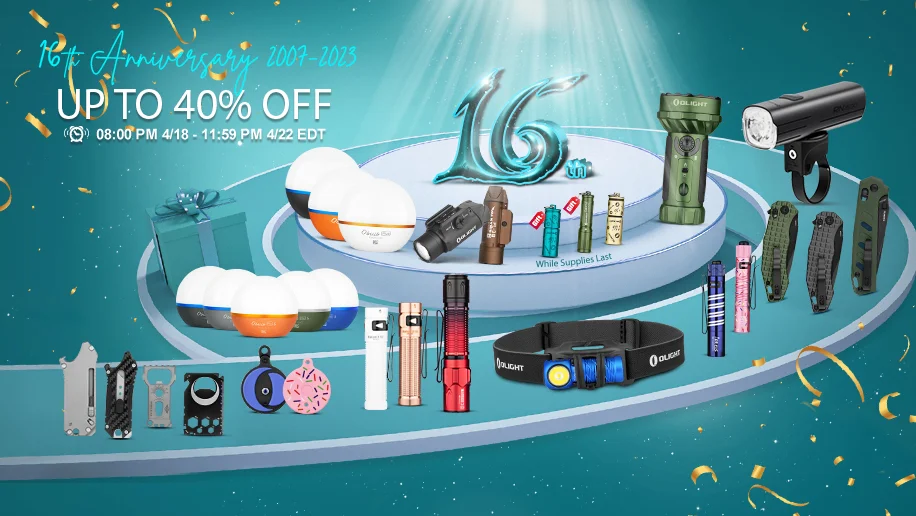 Free Gifts Are Waiting For You,Olight 16th Anniversary New Products Launch!