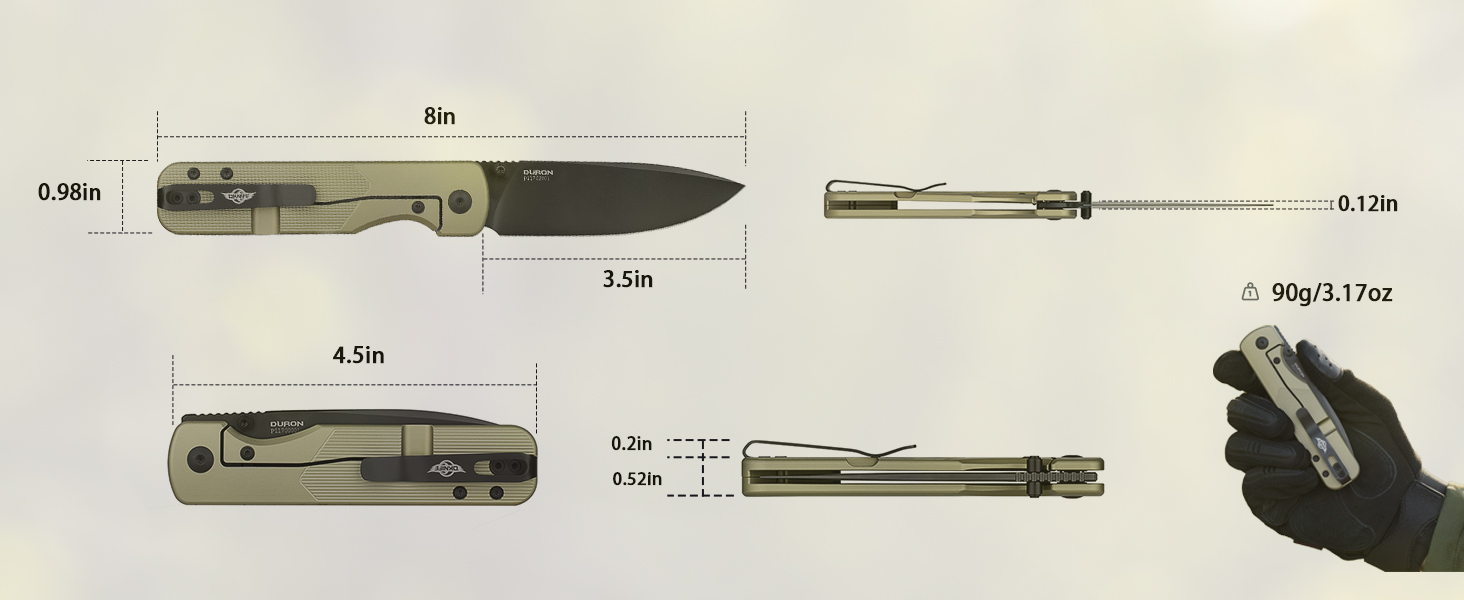 Duron Nitro V Folding Knife O Aluminum Pocket EDC Tactical Knife 