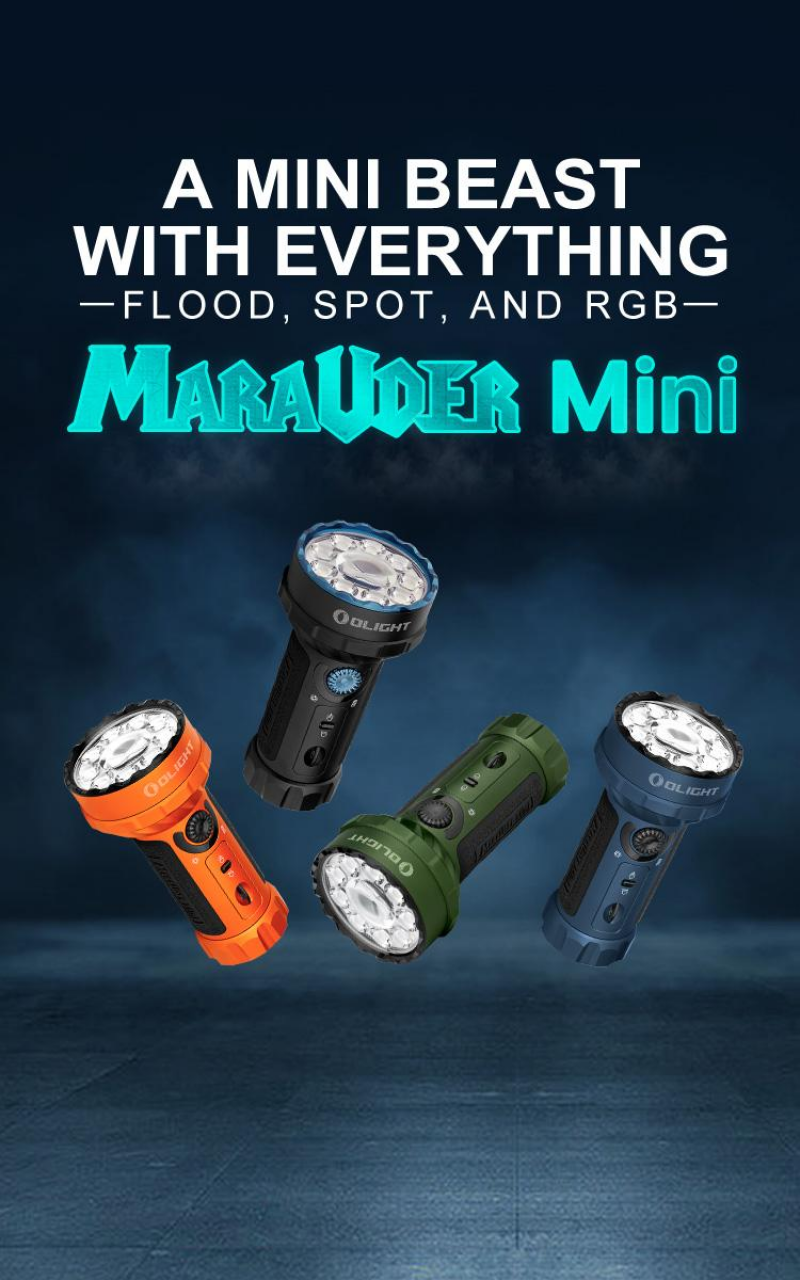Marauder Mini 7000 Lumen LED Flashlight Dual Beam RGB Outdoor - Olight