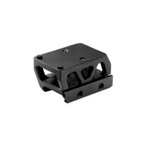 Black metal scope mount for firearms, with screws and attachment points visible.