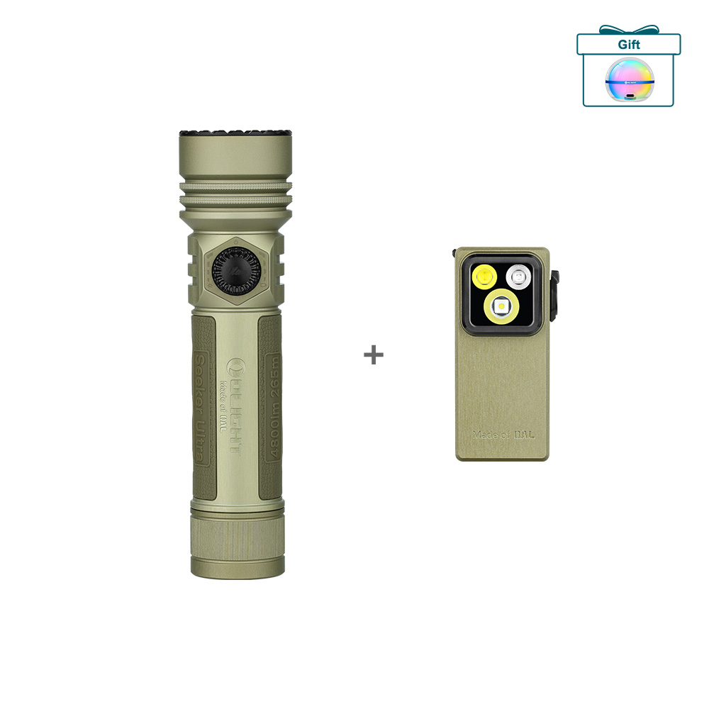 Seeker Ultra Tactical Flashlight 4800lm Olive Green Bundle - Olight