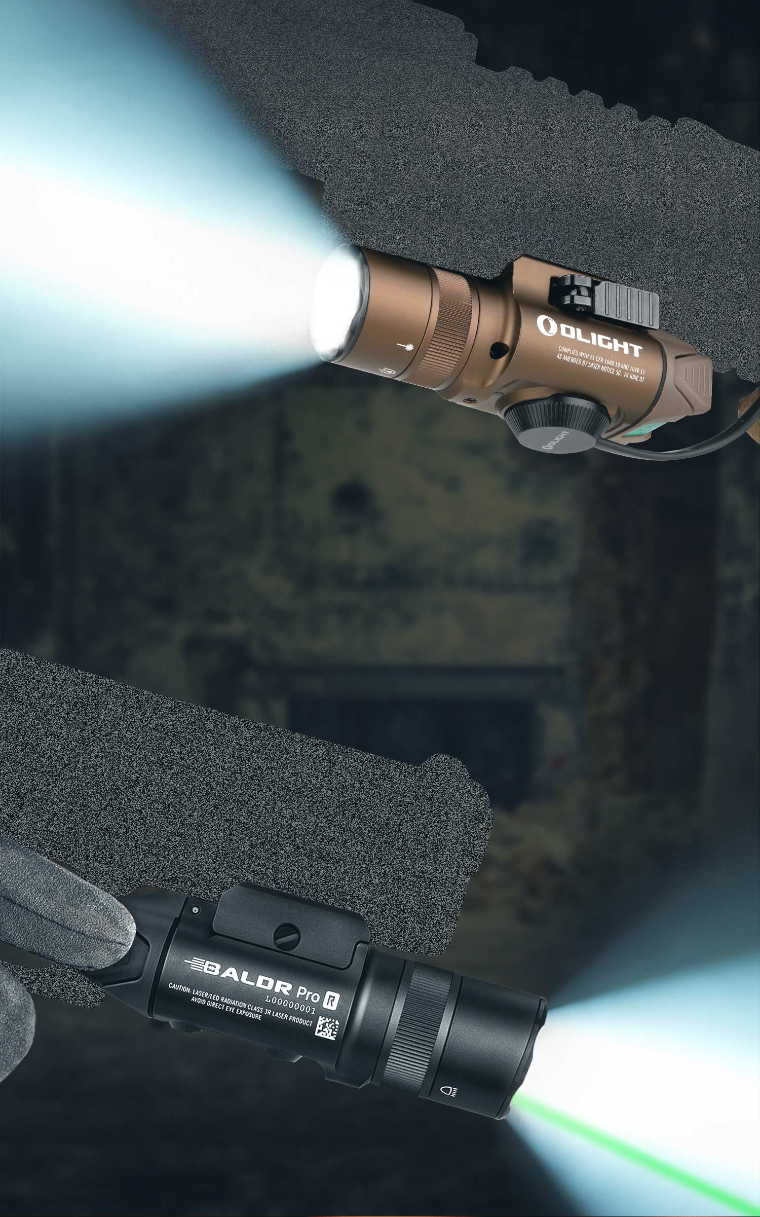 Baldr Pro R Tactical Light 1350LM Green Laser Weaponlight - Olight