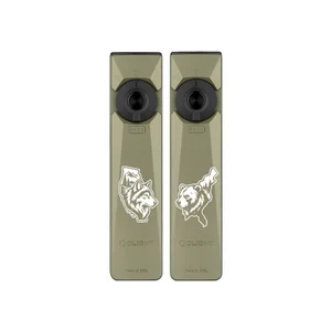 Olight Olive Green Arkfeld Ultra Flat Flashlight Duo featuring Custom Wolf and Bear Engravings for EDC and Outdoor Gear