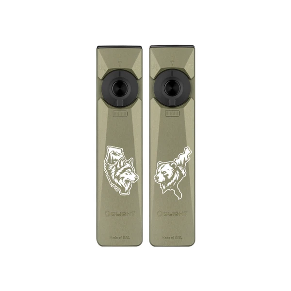 Olight Olive Green Arkfeld Ultra Flat Flashlight Duo featuring Custom Wolf and Bear Engravings for EDC and Outdoor Gear