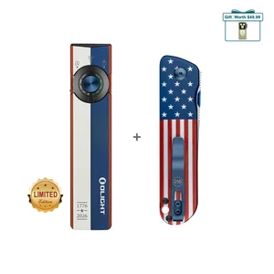 Olight Patriotic Red White Blue Oclip Ultra Limited Edition EDC Flashlight Set with USA Flag Clip for Everyday Carry