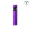 Olight purple flat EDC flashlight with selector dial and free t-shirt gift icon.