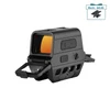 Olight Black Osight R Red Dot Sight 3/4 Isometric View with Charging Cover Open and Bright Orange Coated Lens for Hunting