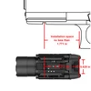Diagram showing pistol rail light installation space requirements of no less than 1.771 inches.