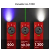 Olight Red Arkfeld Pro Flat EDC Flashlight showcasing 3-in-1 UV Light Green Laser and White Light beams for versatile use