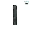 Olight Warrior Nano black tactical flashlight with textured grip and side switch, showing gift icon in top right corner