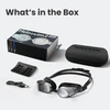 Holoswim 2 Pro AR smart swim goggles and accessories unboxed, including case, charging cable, and nose bridges.