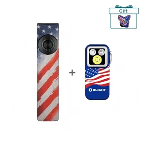 Olight Flag Pattern ArkPro EDC Flashlight and Mini Light Combo Set with Eagle Patch Gift for Outdoor Everyday Carry