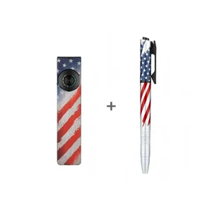 Olight USA Flag ArkPro Flat EDC Flashlight and Bolt Action Pen Bundle for Everyday Carry and Outdoor Tactical Use