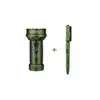 Olight green LED flashlight and matching tactical pen combo set isolated on a white background